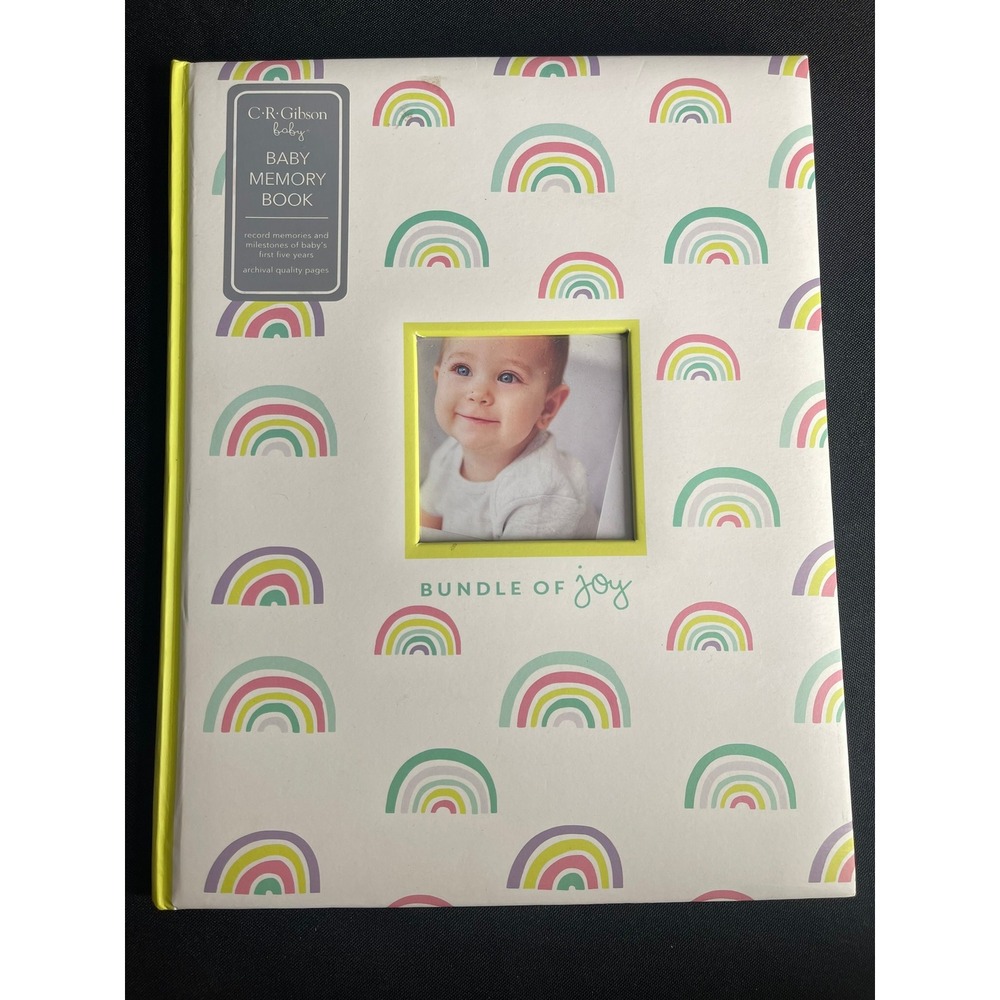 C.R. Gibson Baby Memory Book Bundle of Joy Rainbow First Five Years Journal